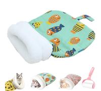 Cozy Pet Nest for Cats and Dogs, Soft Plush Self-Warming Pets Nest,360° Warm Semienclosed Indoors Feline Bed,Portable Calming Pets Sleeping Sack for All Seasons (light green, 35 * 45cm/13.8 * 17.7)