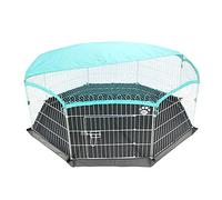 Cozy Pet Rabbit Run Playpen 8 Panels Galvanised Steel 55 x 55 inch's with Heavy Duty Floor and Sun Shade Guinea Pig Pen, Dog Puppy Cage Ferret Play Pen RR02 + Floor