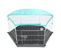 Cozy Pet Rabbit Run Playpen with 6 Panels Galvanised Steel 48 x 48 inch's with Floor and Sun Shade Guinea Pig Pen, Dog Puppy Cage, Ferret Play Pen RR01 + Floor
