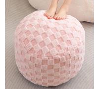 Cozy Pink Round Pouf - Plush Foam Ottoman for Living Room 20x15 cm Stylish Storage Footrest Soft Fluffy Decor Chic Home Accent & Comfortable Resting Spot