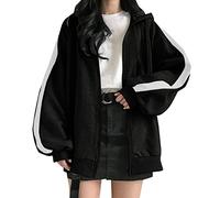 Cozy Plain Hoodies for Women Tops Womens Zip Up Hoodie Oversized Basic Hoodies E Girl Baggy Sweatshirts Trendy Jacket Teen Girls for Outdoor Xmas Gifts (Black, M)