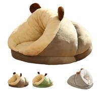 Cozy Plush Cave Bed, Warm & Comfortable Pet Bed, Slipper-Shaped Cat Bed, Soft and Warm Plush Lglu House, Washable Cat Cave with Non-Slip Base (Grey, S: 38 x 28 x 20 cm)