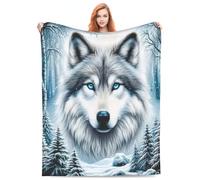 Cozy Plush Throw Blankets Beach Blankets,Snow Wolf Blue Eyes Winter Forest, Halloween Valentine'S Day Gift For Blanket, Applicable To Gifts Bedding Quilt Home Decor For Couch60 X50