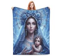 Cozy Plush Throw Blankets Beach Blankets,Virgin Mary Baby Jesus Blue Veil Stars, Halloween Valentine'S Day Gift For Blanket, Applicable To Gifts Bedding Quilt Home Decor For Couch50 X40