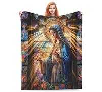 Cozy Plush Throw Blankets Beach Blankets,Virgin Mary Sacred Heart Flowers Halo, Halloween Valentine'S Day Gift For Blanket, Applicable To Gifts Bedding Quilt Home Decor For Couch50 X40