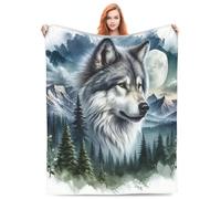 Cozy Plush Throw Blankets Beach Blankets,White Wolf Snow Mountain Pine, Halloween Valentine'S Day Gift For Blanket, Applicable To Gifts Bedding Quilt Home Decor For Couch60 X50