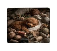 Cozy Poodle Yarn Mouse Pad, Warm Brown Furry Dog Stitched Edge Mousepad, Non-Slip Washable Gaming Mouse Pad for Crafting and Home Office Square 8x10 Inch