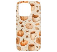 Cozy Pumpkin Coffee Cinnamon & Autumn Leaves Watercolor Art Case for iPhone 15 Pro