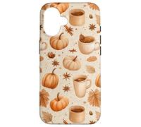 Cozy Pumpkin Coffee Cinnamon & Autumn Leaves Watercolor Art Case for iPhone 16
