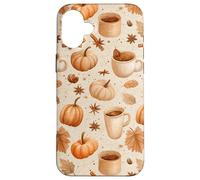 Cozy Pumpkin Coffee Cinnamon & Autumn Leaves Watercolor Art Case for iPhone 16 Plus