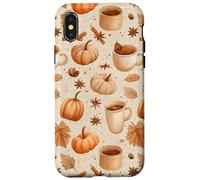 Cozy Pumpkin Coffee Cinnamon & Autumn Leaves Watercolor Art Case for iPhone X/XS
