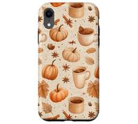Cozy Pumpkin Coffee Cinnamon & Autumn Leaves Watercolor Art Case for iPhone XR