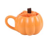 Cozy Pumpkin Patch Mug & Socks Set: Seasonal Pumpkin Spice Gift Bundle - Snuggle-Worthy Pumpkin Mug with Fluffy Orange Socks and Brown Ribbon Stems - Spice Up Your Mug Collection!"