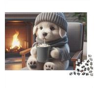 Cozy Puppy Winter Jigsaw Puzzle Beasts 1000 Pieces Eco-friendly Paper 100% Recycled for Couples Logic Skill Gift 70x50cm/1000pcs
