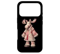 Cozy Quilted Moose Rustic Nordic Christmas Case for iPhone 17 Pro