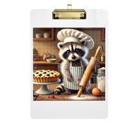 Cozy Raccoon Baker Pie Clipboards Decorative Clipboard A4 Standard Size Clip Boards with Low Profile Metal Clip for Classrooms, Restaurants, School 12.5 x 9 Inches