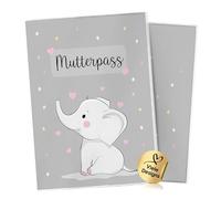 Cozy Racoon 3-piece maternity log cover for the German maternity log | high-quality cover for your maternity log | elephant design (without personalisation)