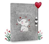 Cozy Racoon Felt maternity passport cover, elephant made in Germany, with additional inner pockets for insurance card and ultrasound images, personal gift for pregnant women