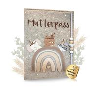 Cozy Racoon Maternity Log Cover Forest Bears Made of Felt | Made in Germany I With Additional Inner Pockets for Insurance Card and Ultrasound Images I Personal Gift for Pregnant Women