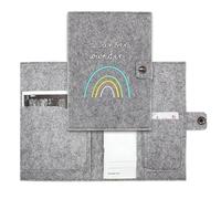 Cozy Racoon Maternity Log Cover Rainbow Pastel Felt | Made in Germany I With Additional Inner Pockets for Insurance Card and Ultrasound Images I Personal Gift for Pregnant Women