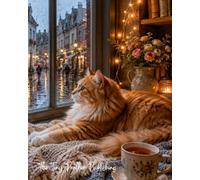 Cozy Rainy Day Orange Cat Notebook - 8” x 10” Lined Journal | 70 Sheets | Warm Window Nook Design: A cozy lined notebook with a fluffy orange cat, ... for writing, journaling, notes or gifts