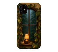 Cozy Rainy Window with Pothos Leaves and Warm Lamp Case for iPhone 11