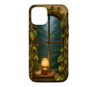Cozy Rainy Window with Pothos Leaves and Warm Lamp Case for iPhone 12/12 Pro