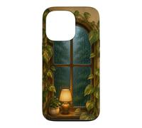 Cozy Rainy Window with Pothos Leaves and Warm Lamp Case for iPhone 13 Pro