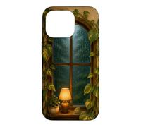 Cozy Rainy Window with Pothos Leaves and Warm Lamp Case for iPhone 16 Pro