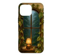 Cozy Rainy Window with Pothos Leaves and Warm Lamp Case for iPhone 16 Pro Max
