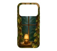 Cozy Rainy Window with Pothos Leaves and Warm Lamp Case for iPhone 17 Pro