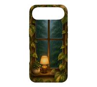 Cozy Rainy Window with Pothos Leaves and Warm Lamp Case for iPhone Air