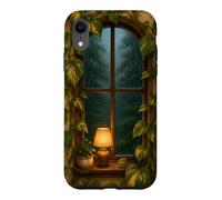 Cozy Rainy Window with Pothos Leaves and Warm Lamp Case for iPhone XR