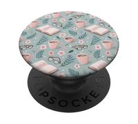 Cozy Reading Books Coffee Cups Glasses Floral PopSockets Adhesive PopGrip