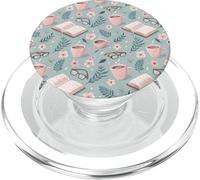 Cozy Reading Books Coffee Cups Glasses Floral PopSockets PopGrip for MagSafe