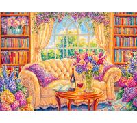 Cozy Reading Nook 500 Piece Jigsaw Puzzles for Adults Books Flowers Jigsaws for Adults 500 Pieces Puzzle