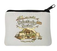 Cozy Reading Nook and Relaxation Time Neoprene Coin Purse Pouch 10x11cm White