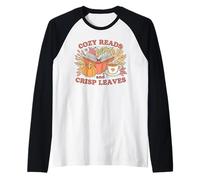 Cozy Reads and Crisp Leaves Reading Autumn Fall Thanksgiving Raglan Baseball Tee