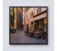 Cozy Rome Street Framed Canvas Warren Reed - Designer Black w10_inch_x_h10_inch