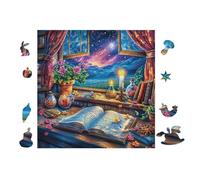 Cozy Room with Books And Candles 100-piece Jigsaw Puzzle Set For Adults Teens 14+ Logic Skill Indoor Game Family Game Night Summer Durable Material 28x28cm