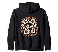 Cozy Season Club Autumn Leaves Fall Vibes Aesthetic Zip Hoodie
