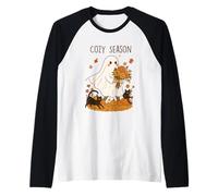 Cozy Season Ghost Cats Pumpkins Fall Raglan Baseball Tee