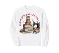 Cozy Sewing Cat Quilting Craft Lover Vintage Design Sweatshirt