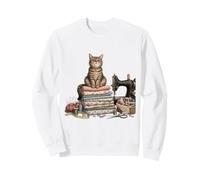 Cozy Sewing Cat Quilting Craft Lover Vintage Design Sweatshirt