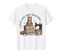 Cozy Sewing Cat Quilting Craft Lover Vintage Design T-Shirt