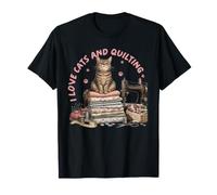 Cozy Sewing Cat Quilting Craft Lover Vintage Design T-Shirt