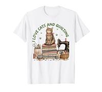 Cozy Sewing Cat Quilting Craft Lover Vintage Design T-Shirt