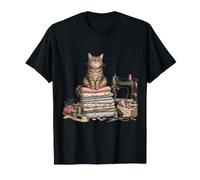 Cozy Sewing Cat Quilting Craft Lover Vintage Design T-Shirt