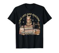 Cozy Sewing Cat Quilting Craft Lover Vintage Design T-Shirt