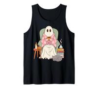 Cozy Sheet Ghost Reading Nook Halloween Fall Vibes Tank Top